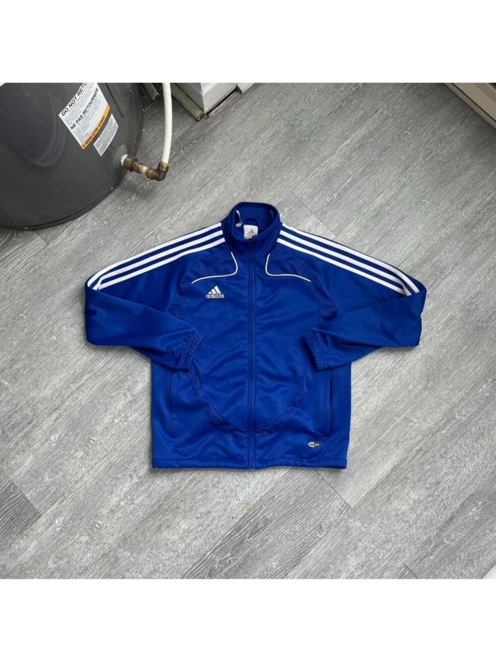 Blue / White Y2K Adidas ClimaCool Zip-Up Football Style Track Suit Sweater
